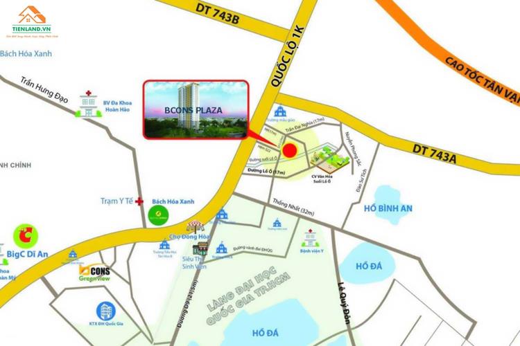 Vị trí dự án căn hộ Bcons Plaza Bình Dương
