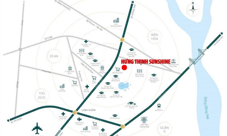 Vị trí khu căn hộ Hưng Thịnh Sunshine Đông Hòa
