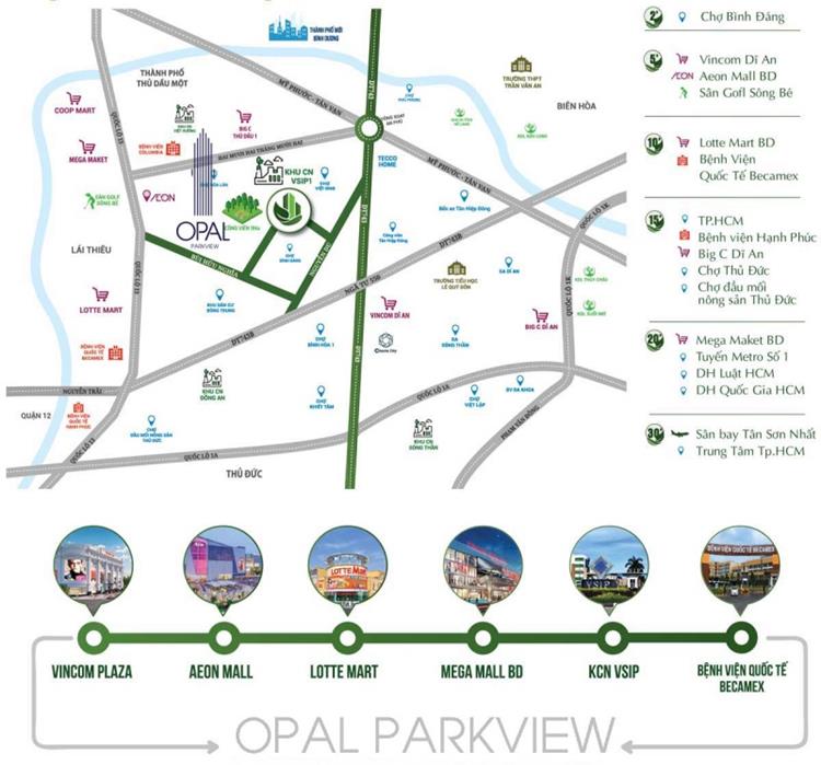 Vị trí khu căn hộ Opal ParkView Thuận An