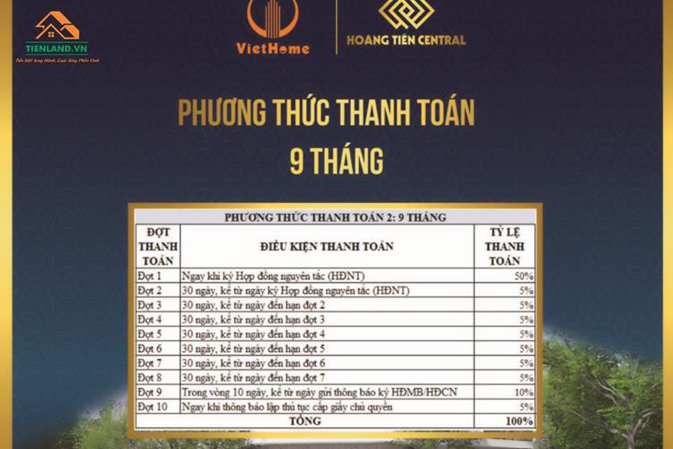 Phương thức thanh toán 9 tháng