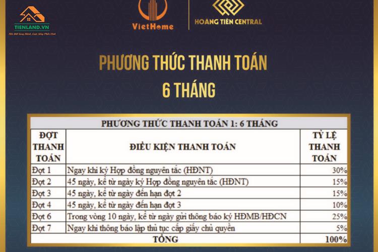 Phương thức thanh toán 6 tháng