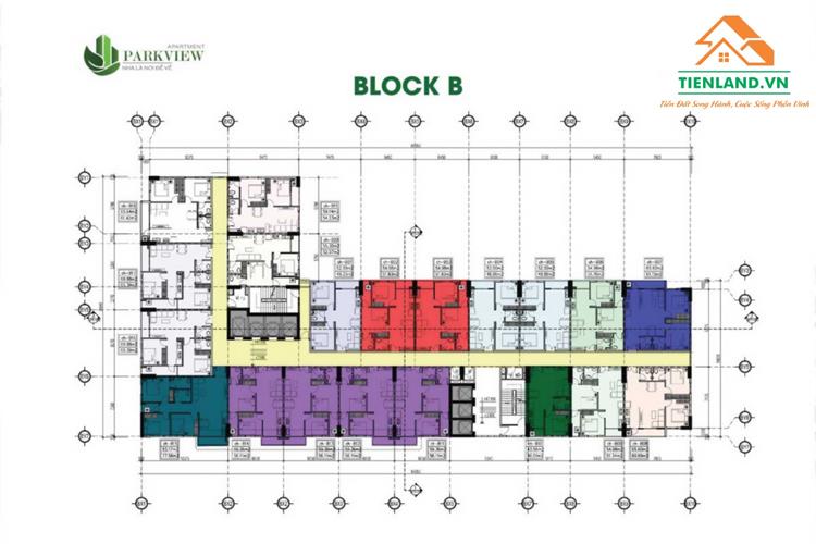 Mặt bằng Block B của khu căn hộ