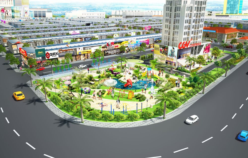 Phối cảnh công viên trung tâm dự án Nam An New City Bàu Bàng Bình Dương.