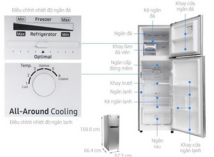Tủ lạnh 2 cánh Samsung 256l