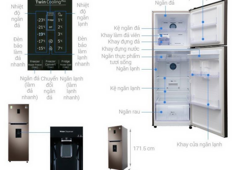 Tủ lạnh 2 cánh Samsung 319l