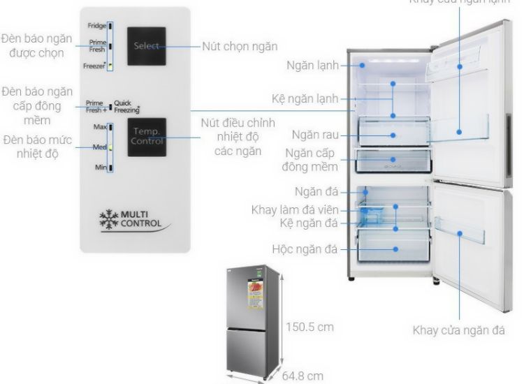 Tủ lạnh 2 cánh Panasonic 255l