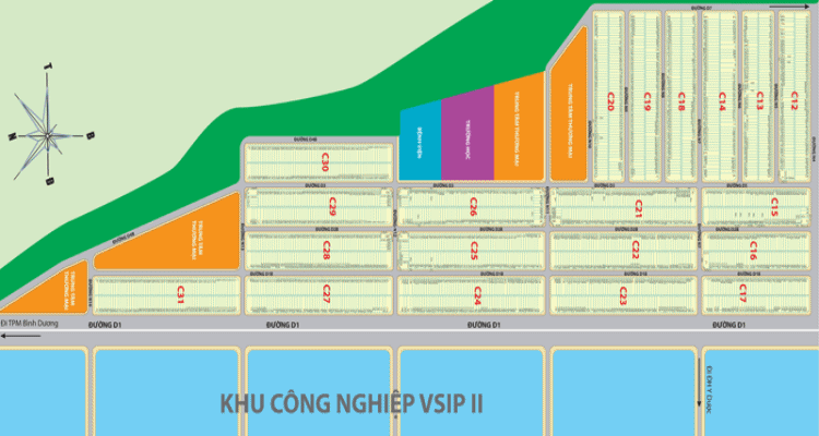 Sơ đồ phân lô Khu C đất nền Khu công nghiệp Visip 2