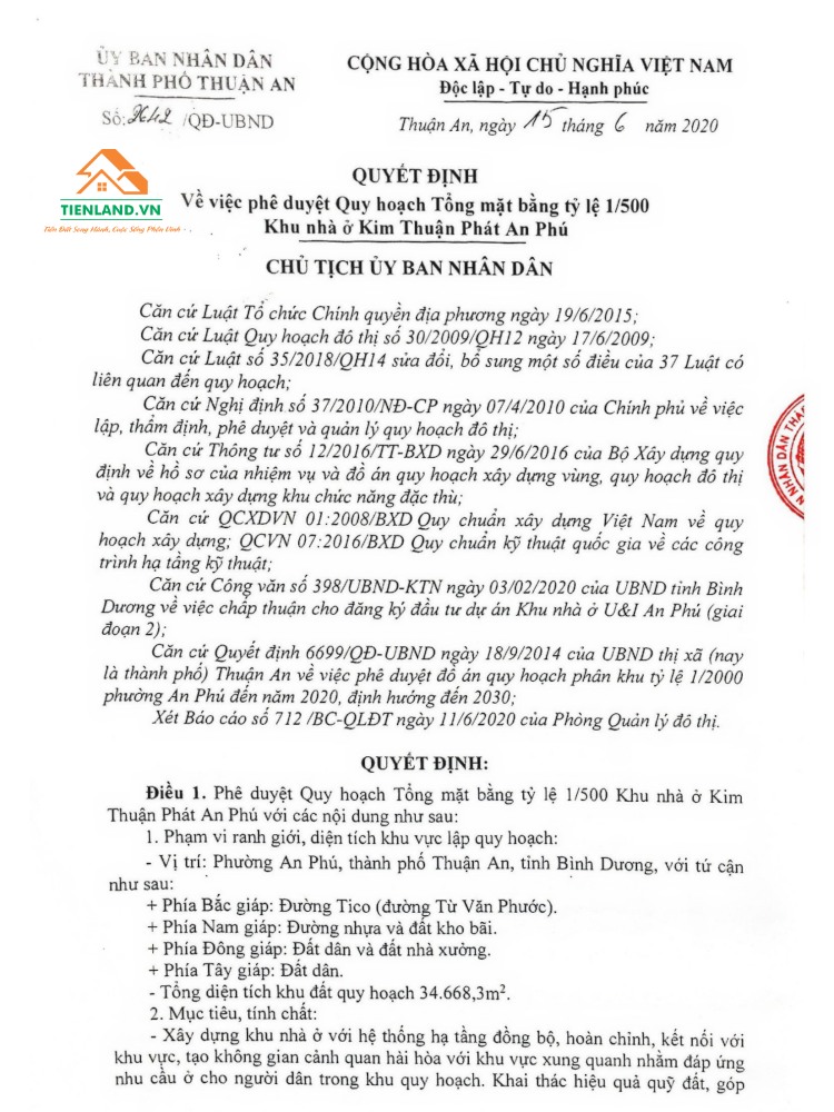 Pháp lý dự án Queen Home An Phú Bình Dương