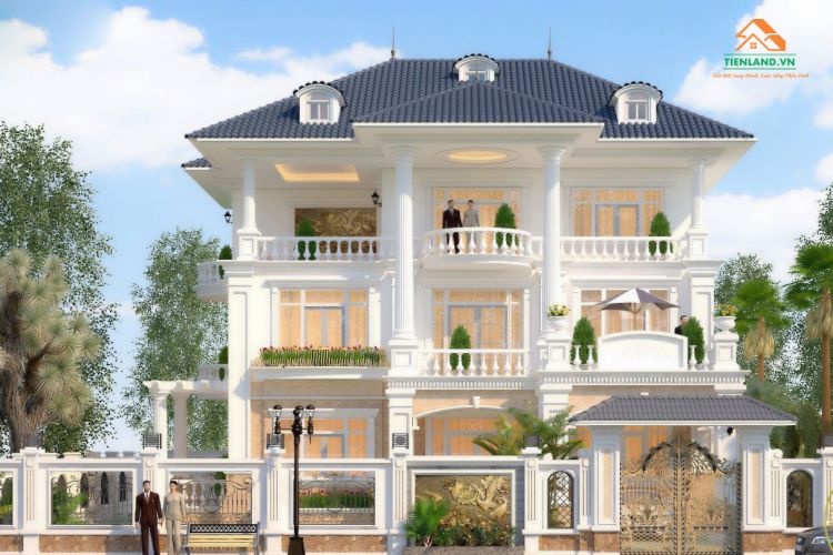 Ngôi biệt thự kết hợp cùng không gian xanh vô cùng mát mẻ và thoáng đãng