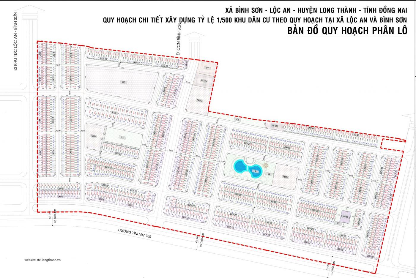 Mặt bằng chi tiết khu đô thị STC Long Thành Đồng Nai
