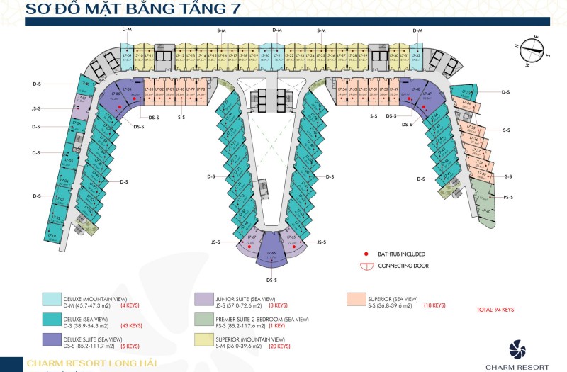 Mặt bằng tầng 7 dự án Charm Resort Long Hải 