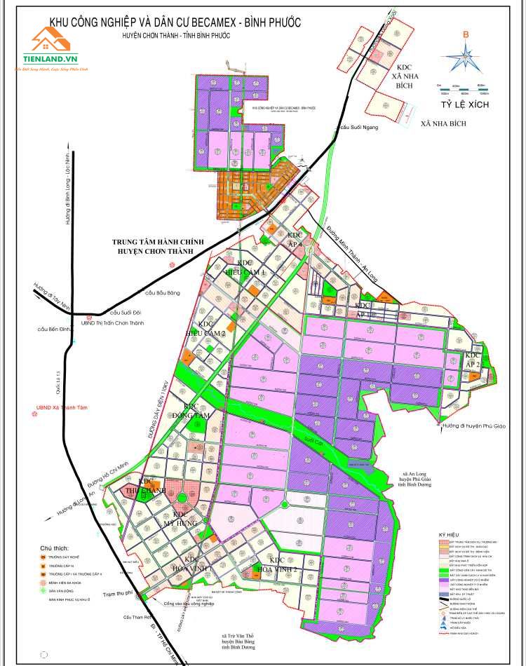 Bảng vẽ chi tiết khu công nghiệp và dân cư Becamex Bình Phước