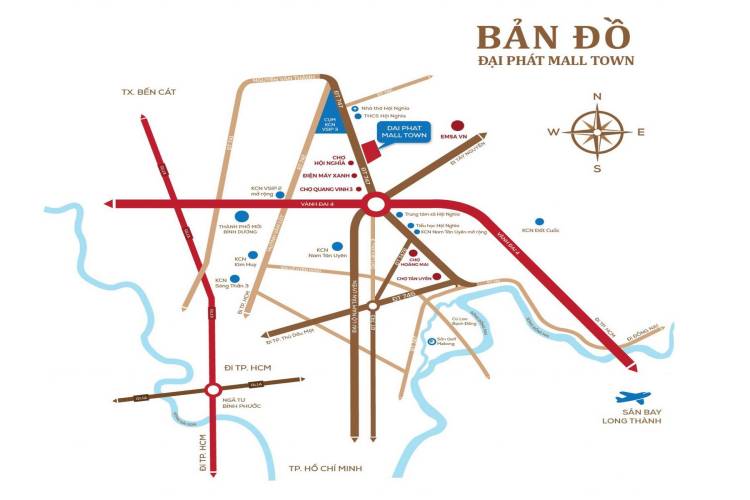 Vị trí dự án Đại Phát Mall Town Bình Dương