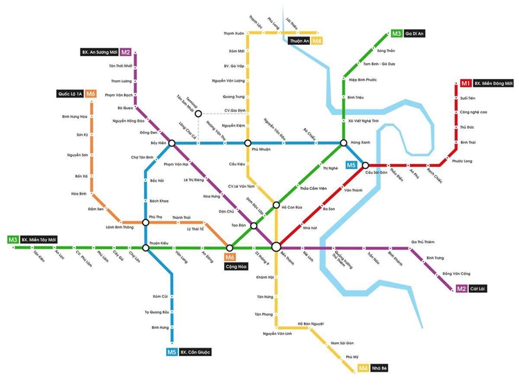 Sơ đồ tổng quan 8 tuyến Metro tại TP.HCM